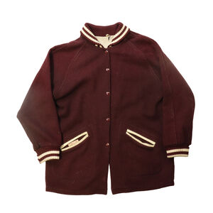 Vintage Car Club Coat 40s Lasley Knitting Co. Striped Rib Collar Varsity Jacket